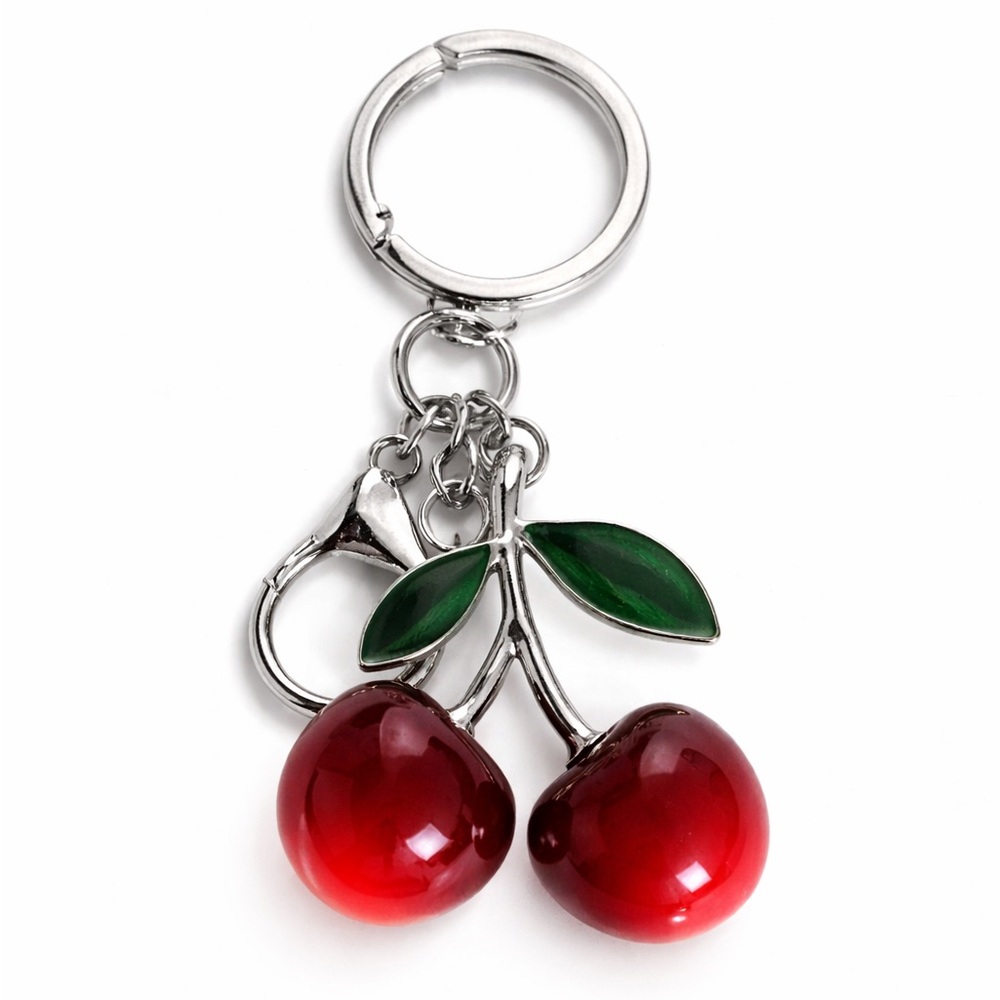 Cherries Silver Key Chain/Bag Charm